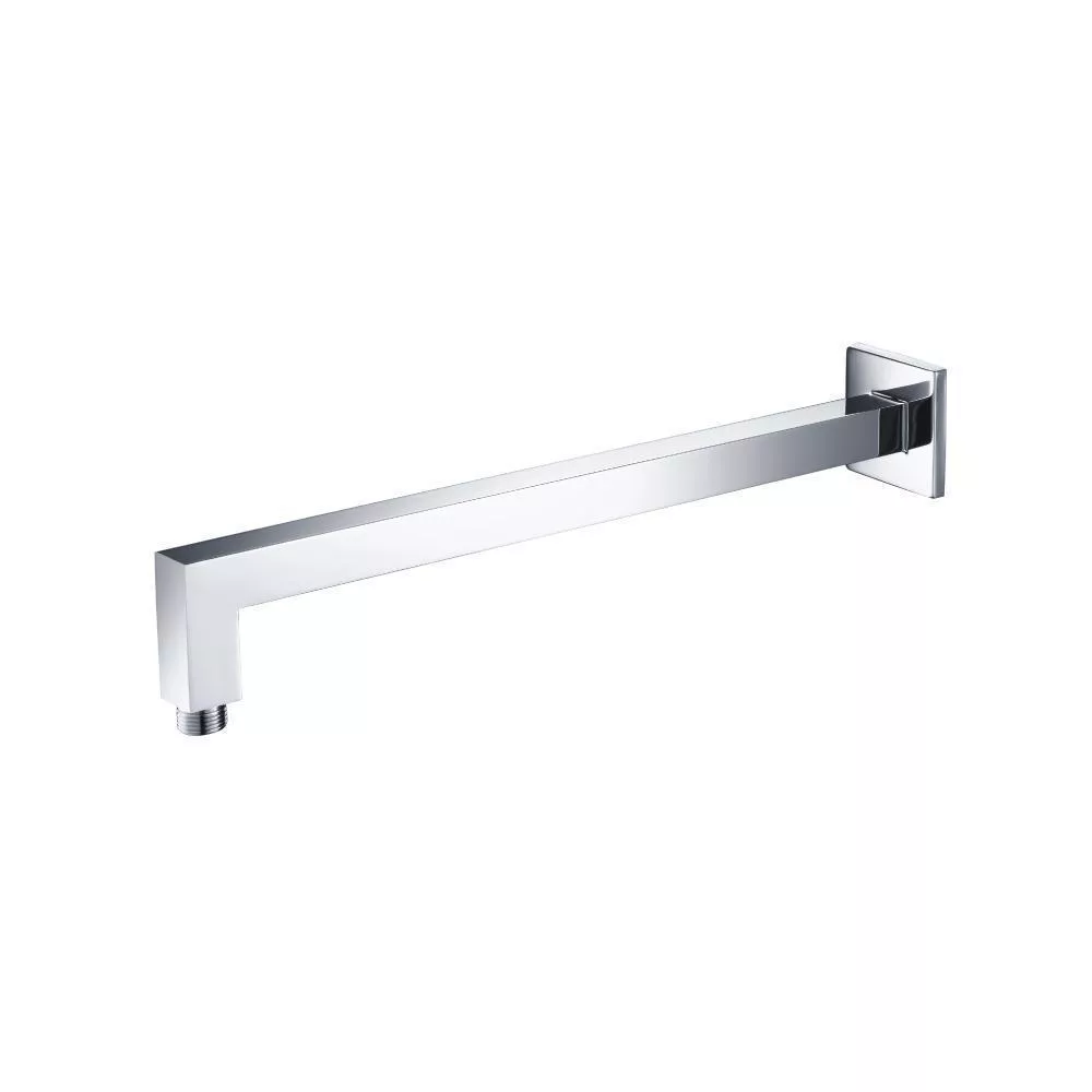 Chrome Wall Mount Square Shower Arm - 16" (400mm) - With Flange material