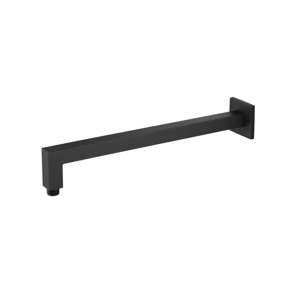 Matte Black Wall Mount Square Shower Arm - 16" (400mm) - With Flange material