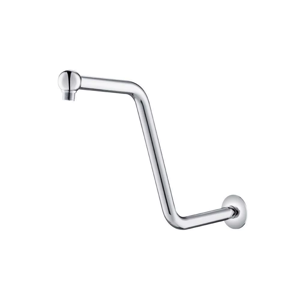 Chrome Round Shower Arm With Flange - 14" - S-Shaped material