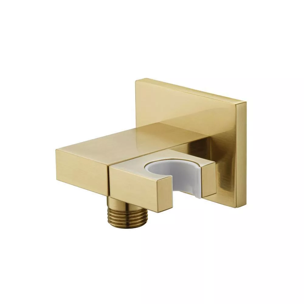 Satin Brass PVD Wall Elbow With Holder Combo - Adjustable Angle material