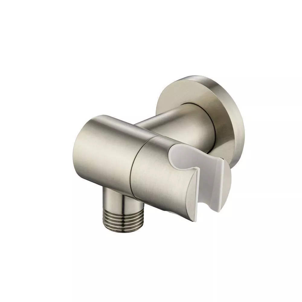 Brushed Nickel PVD Wall Elbow With Holder Combo - Adjustable Angle material