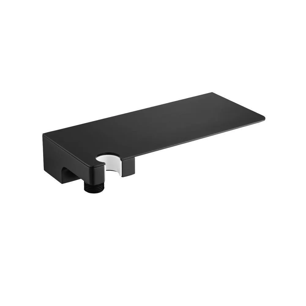 Matte Black Shower Shelf Thingy With Integrated Elbow & Holder material