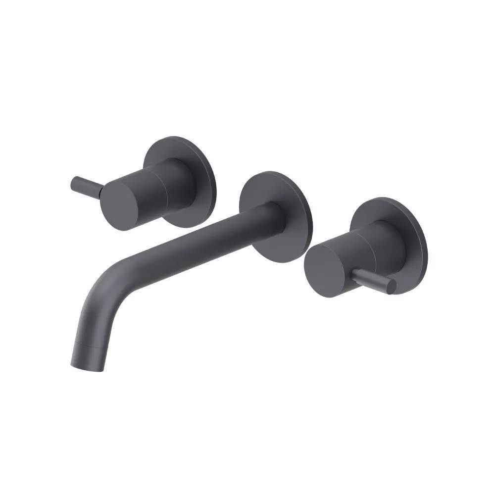 Dark Grey Two Handle Wall Mounted Bathroom Faucet material