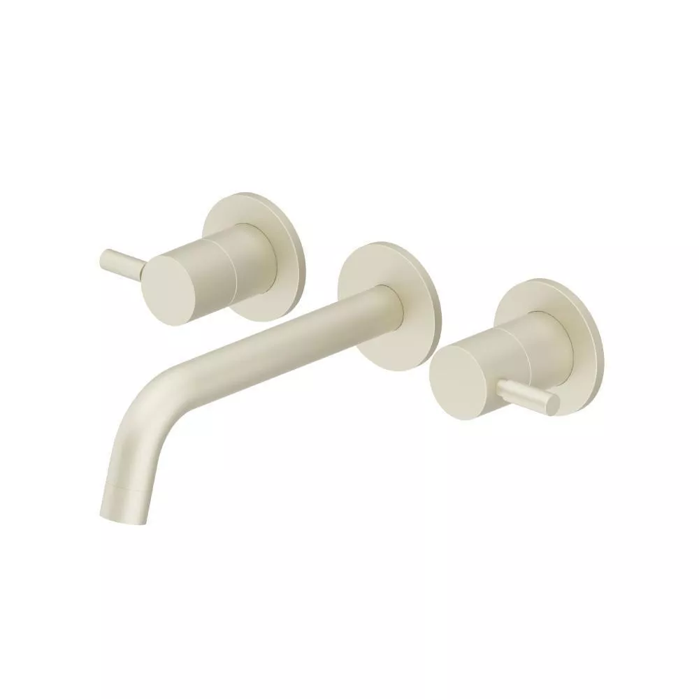 Light Tan Two Handle Wall Mounted Bathroom Faucet material