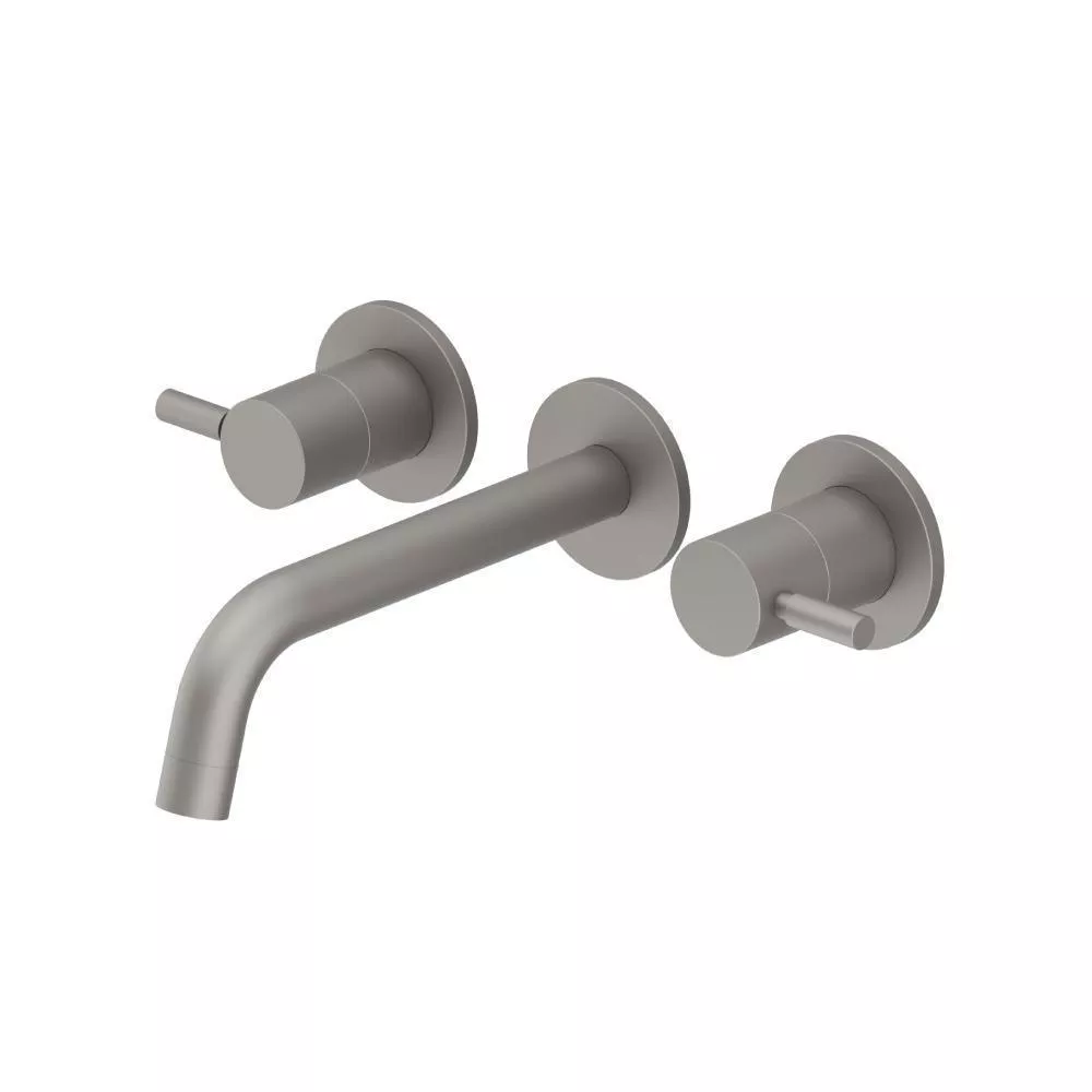 Steel Grey Two Handle Wall Mounted Bathroom Faucet material