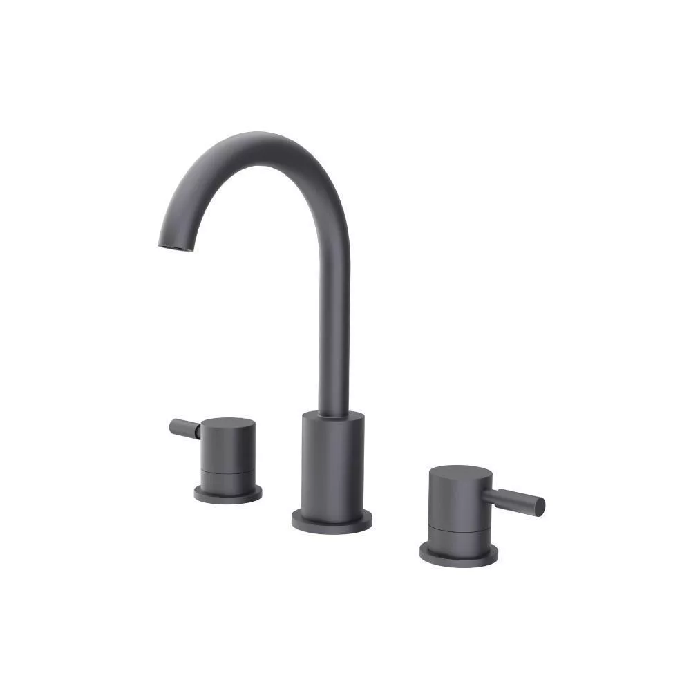 Dark Grey Three Hole 8" Widespread Two Handle Bathroom Faucet material