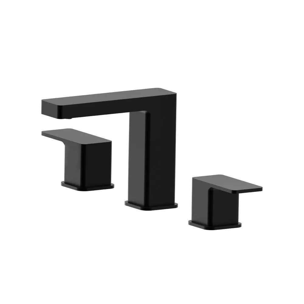 Gloss Black Three Hole 8" Widespread Two Handle Bathroom Faucet material