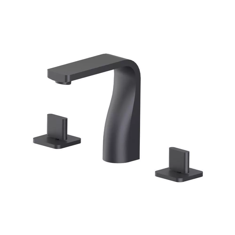 Dark Grey Three Hole 8" Widespread Two Handle Bathroom Faucet material