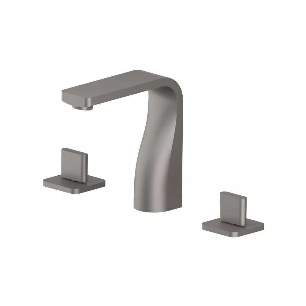 Steel Grey Three Hole 8" Widespread Two Handle Bathroom Faucet material
