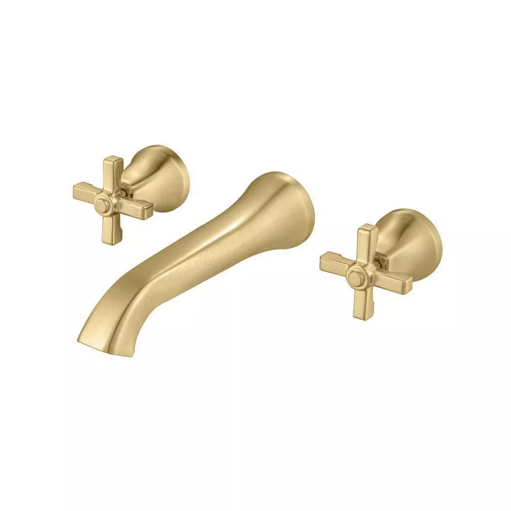 Satin Brass PVD Two Handle Wall Mounted Bathroom Faucet material