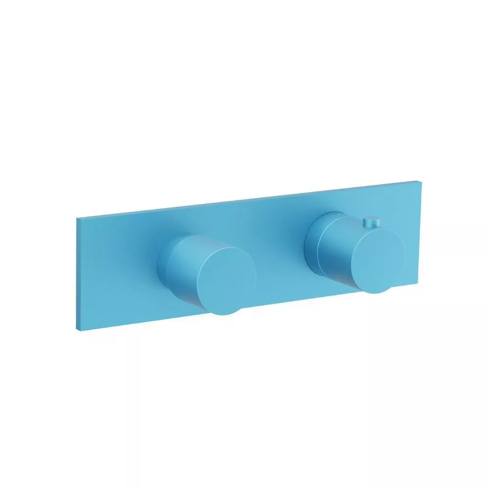 Sky Blue 3/4" Horizontal Thermostatic Shower Valve & Trim - 3 Output material