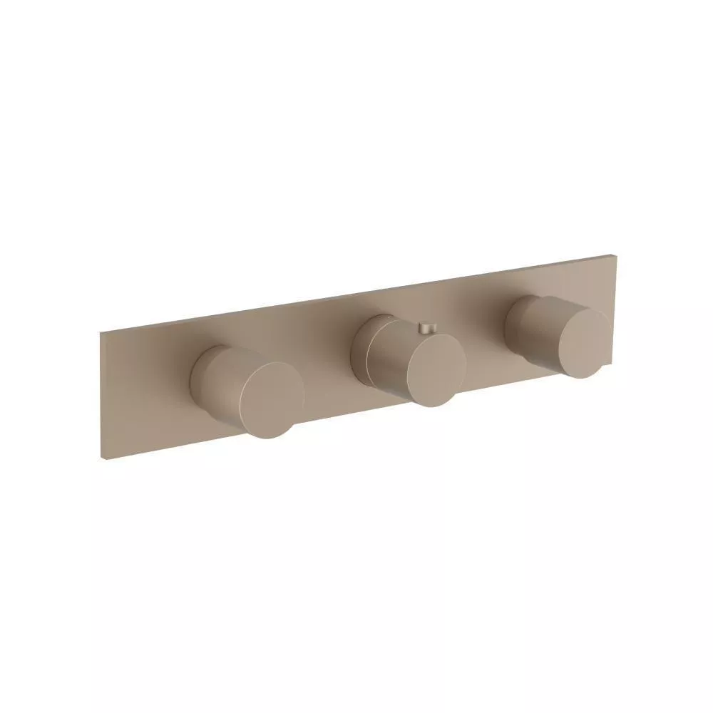 Dark Tan 3/4" Horizontal Thermostatic Valve with 2 Volume Controls & Trim material