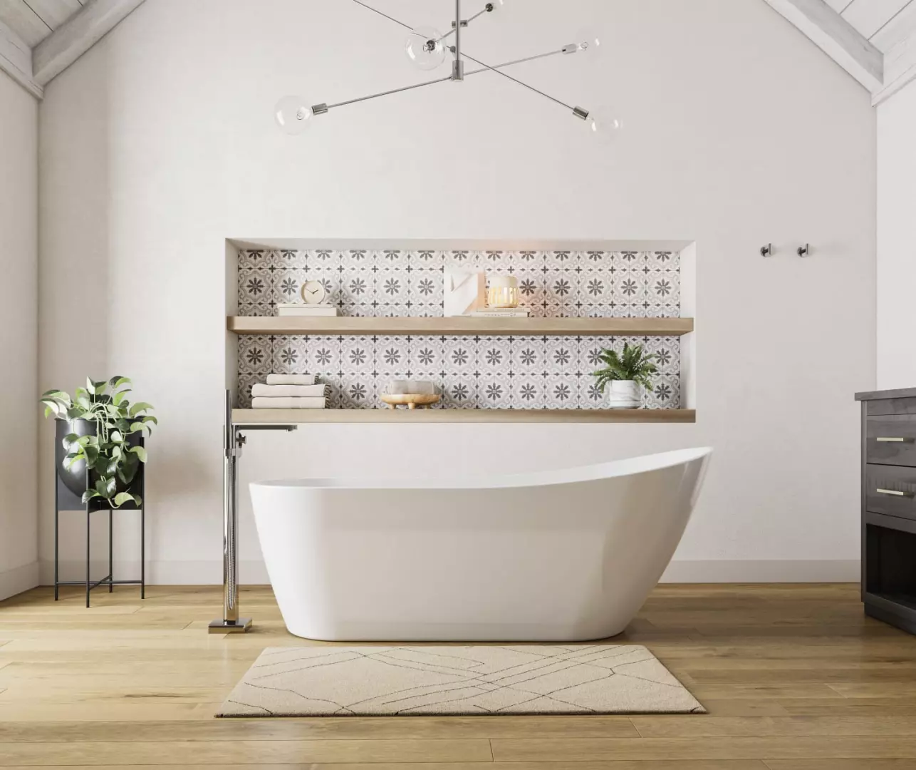 Sinfoni 67 x 29 Acrylic Freestanding End Drain Bathtub in White with White Skirt material
