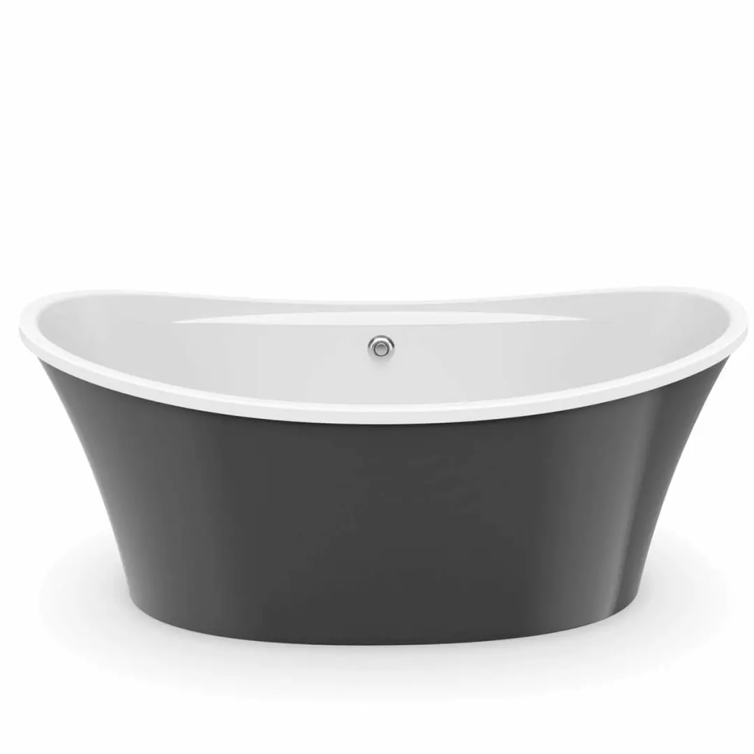 Ariosa 66 x 36 Acrylic Freestanding Center Drain Bathtub in White with Thunder Grey Skirt material