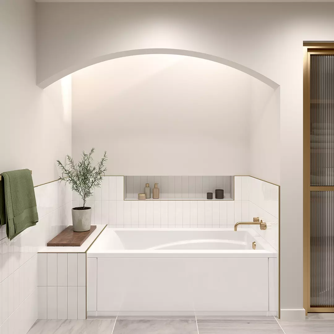 Optik 60 x 32 Acrylic Alcove Left-Hand Drain Hydrofeel Bathtub in White material