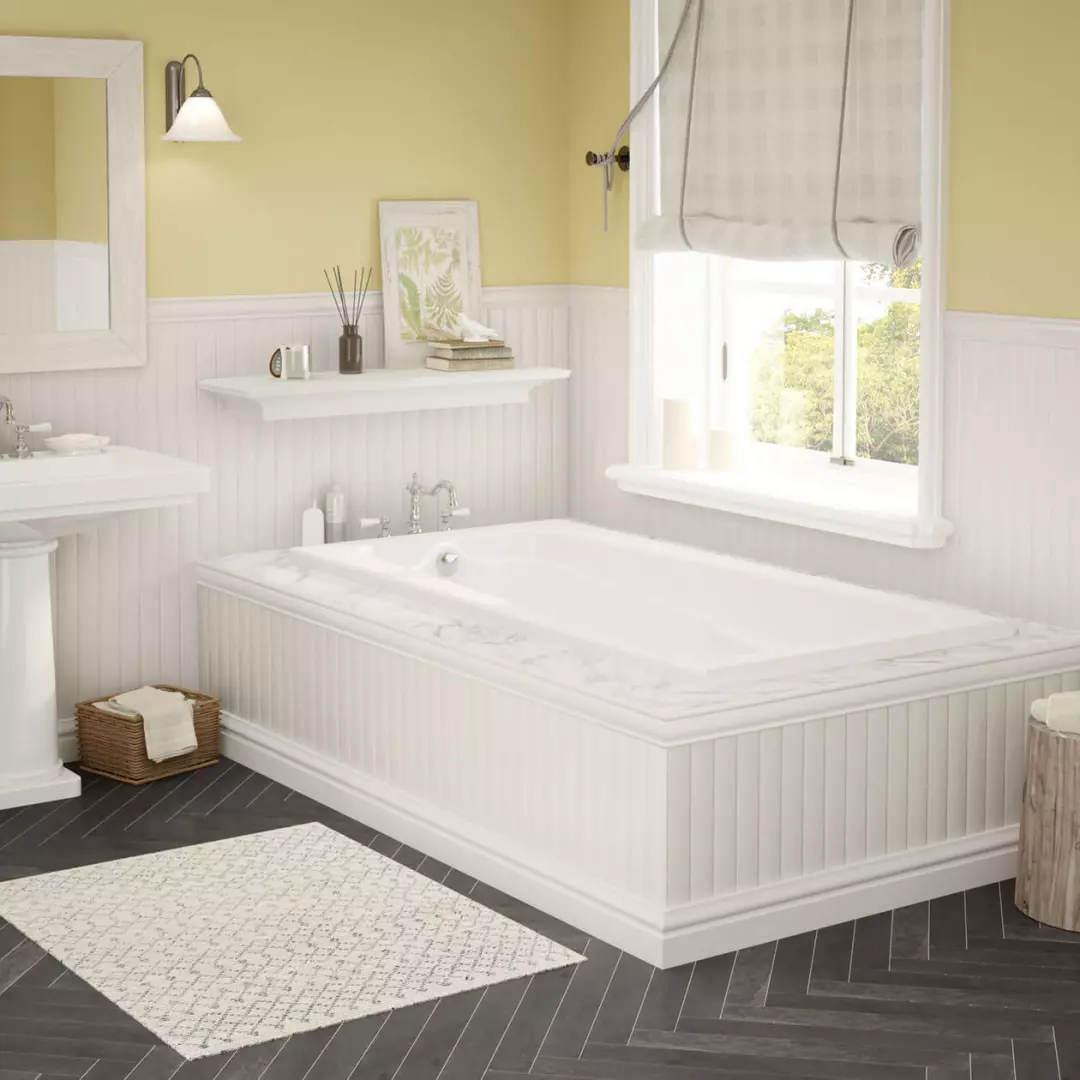 Timeless 72 x 36 Acrylic Alcove End Drain Combined Whirlpool & Aeroeffect Bathtub in White material