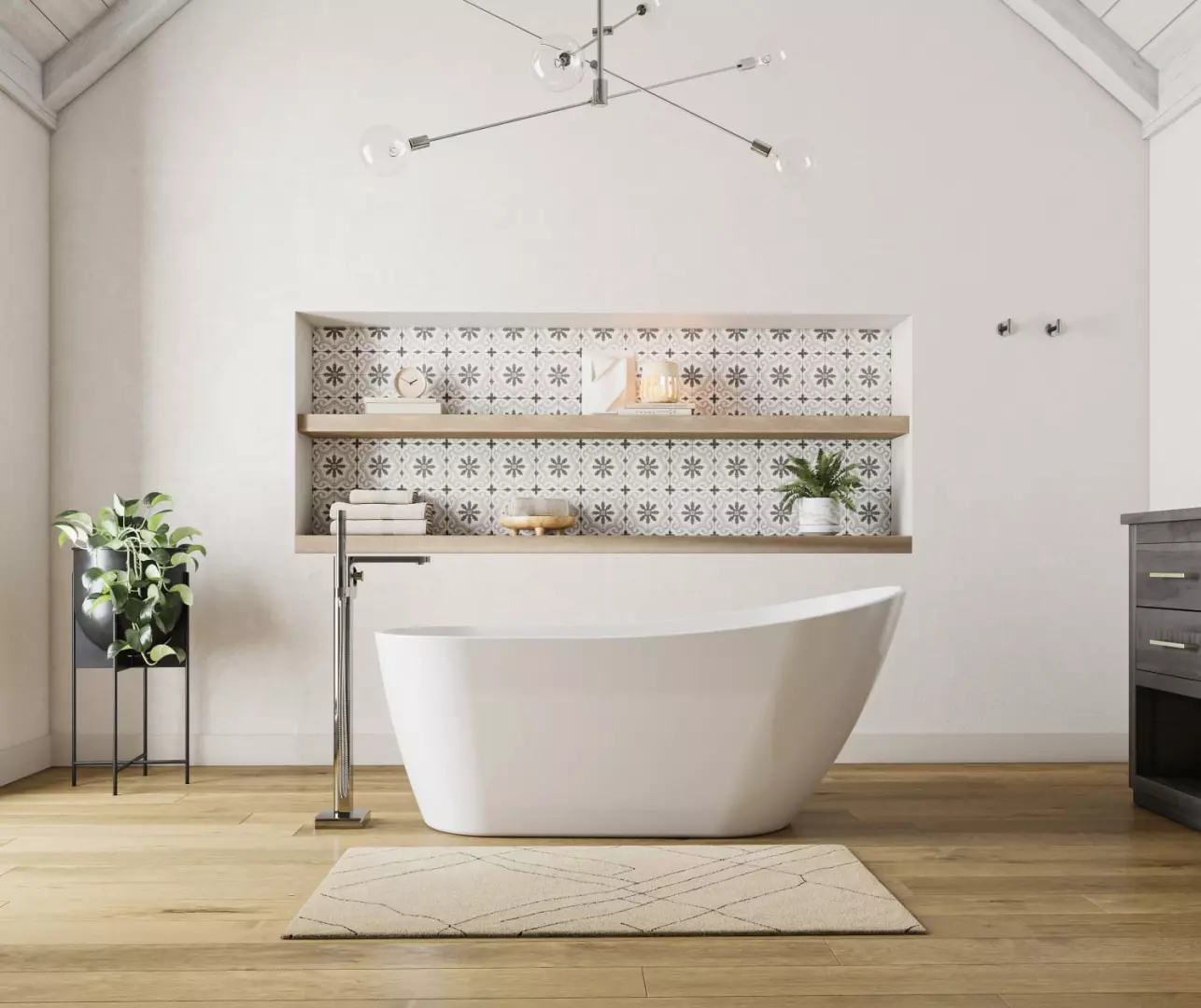 Sinfoni 59 x 28 Acrylic Freestanding End Drain Bathtub in White with White Skirt material