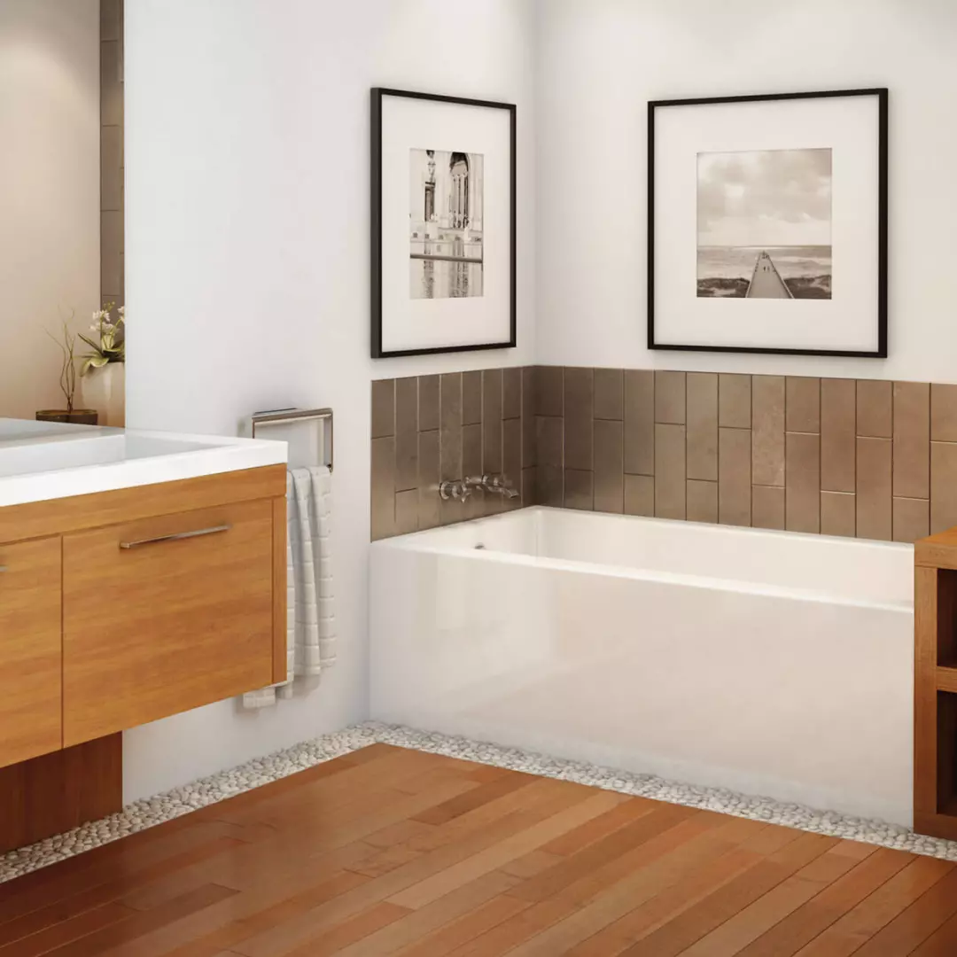 Rubix 66 x 32 Acrylic Alcove Right-Hand Drain Bathtub in White material