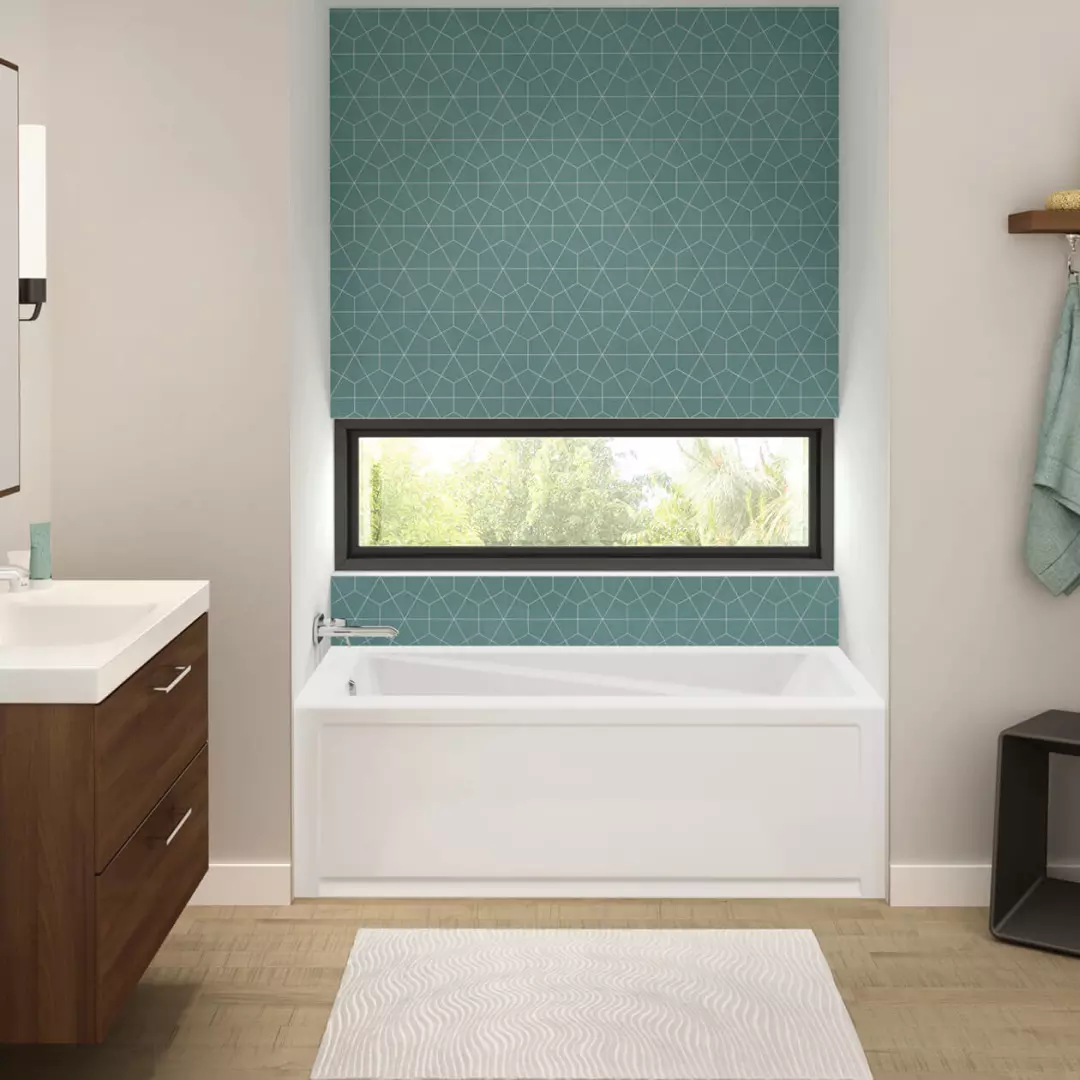 Exhibit 60 x 42 IFS AFR Acrylic Alcove Left-Hand Drain Aeroeffect Bathtub in White material