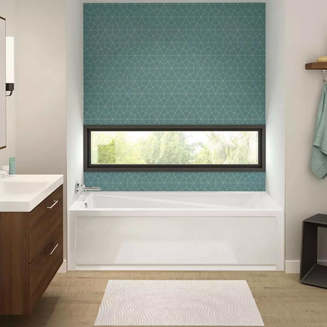 Exhibit 72 x 32 IFS AFR Acrylic Alcove Right-Hand Drain Bathtub in White material