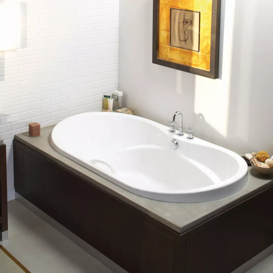 Living 72 x 36 Acrylic Drop-in Center Drain Combined Hydromax & Aerofeel Bathtub in White material