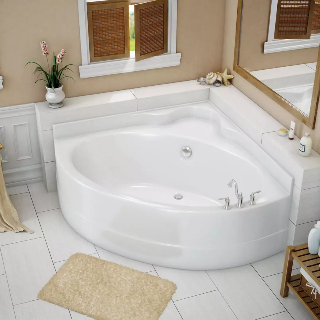 VO5050 5 FT AcrylX Corner Center Drain Bathtub in White material