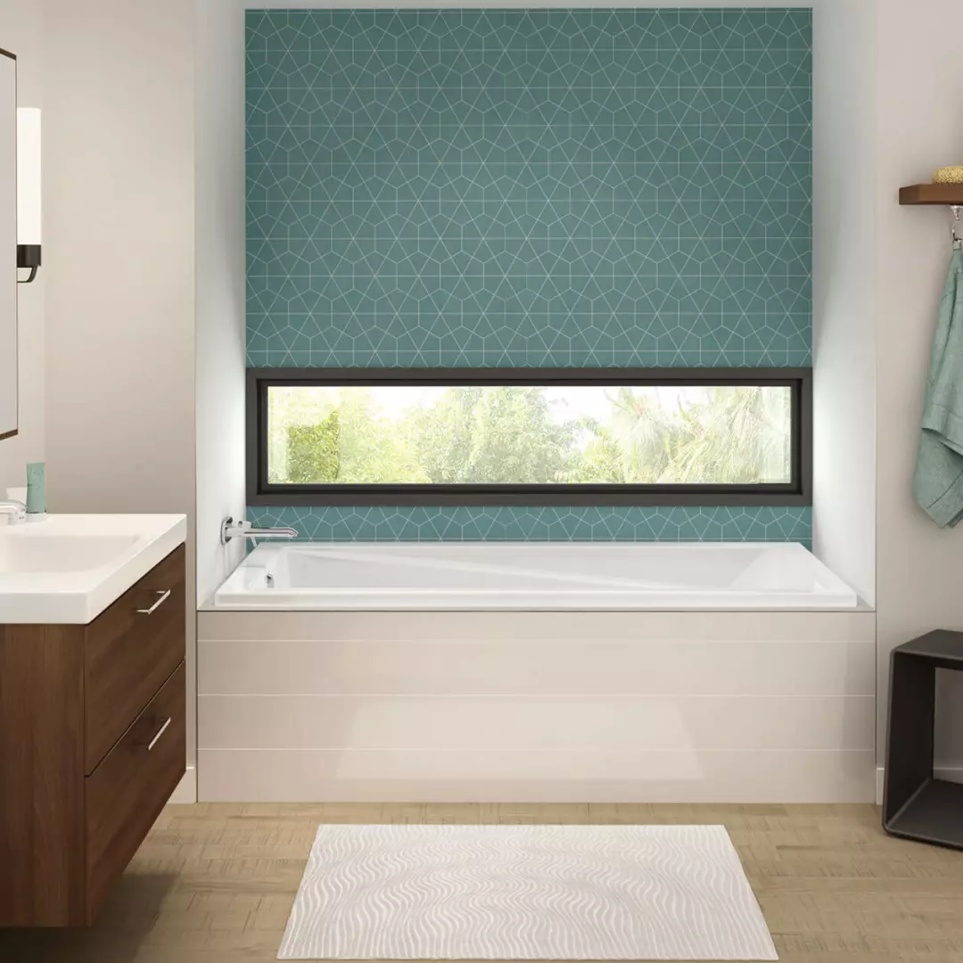 Exhibit 66 x 36 Acrylic Drop-in End Drain Whirlpool Bathtub in White material