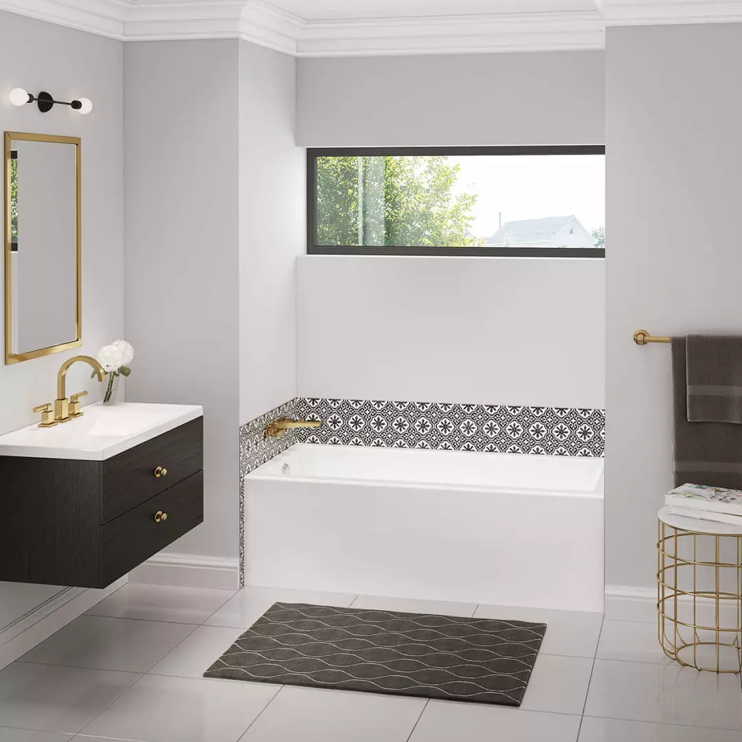 Bosca 60 x 30 IFS Acrylic Alcove Left-Hand Drain Bathtub in White material