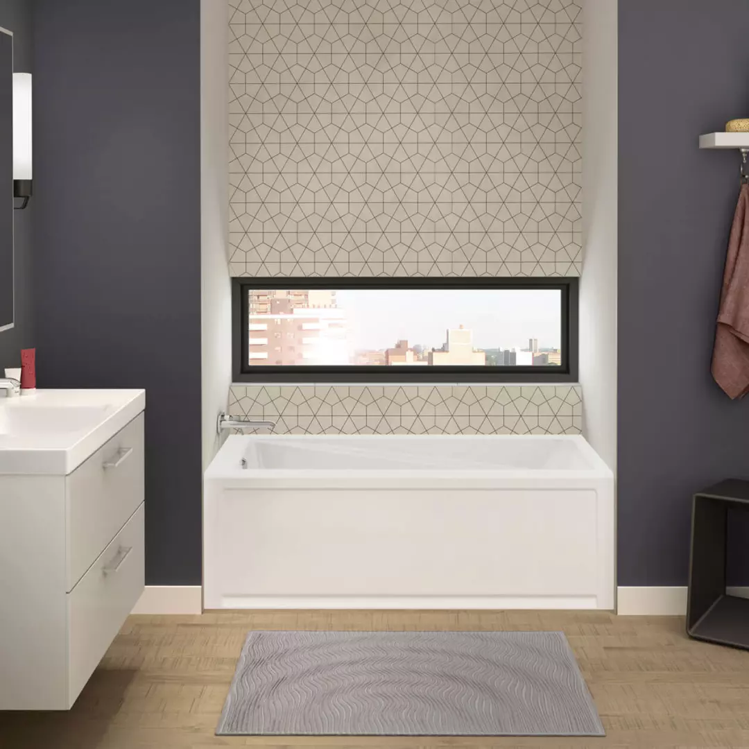 New Town 60 x 32 IFS Acrylic Alcove Left-Hand Drain 10 Microjets Bathtub in White material