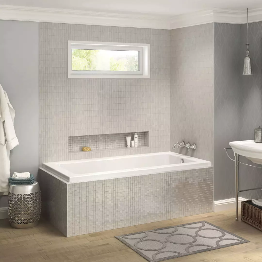Pose 66 x 32 IF Acrylic Corner Right Left-Hand Drain Whirlpool Bathtub in White material
