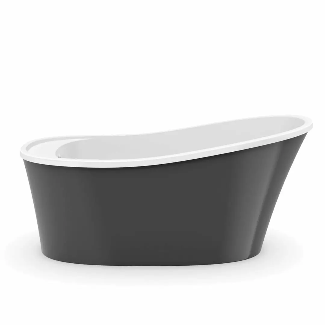 Ariosa 60 x 32 Acrylic Freestanding End Drain Bathtub in White with Thunder Grey Skirt material