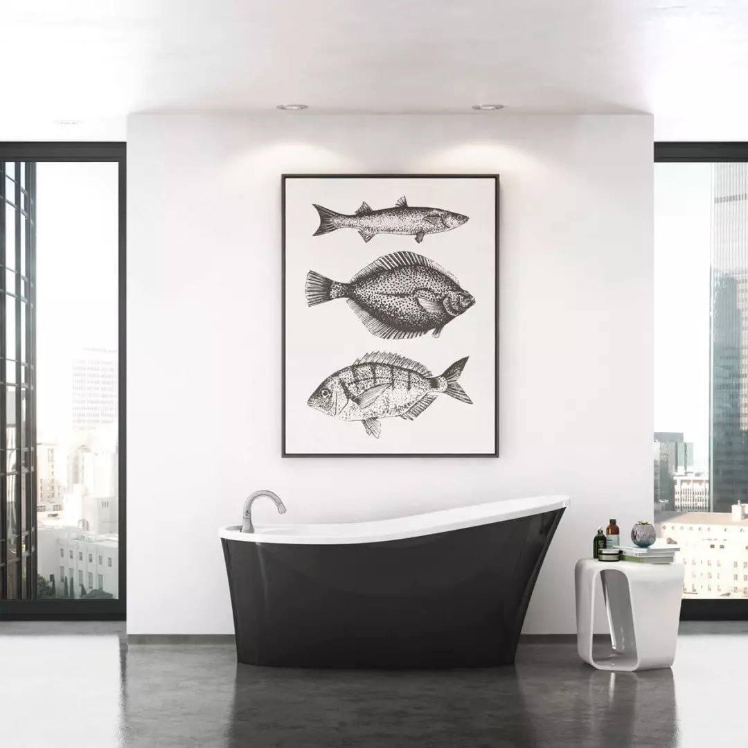 Ariosa 60 x 32 Acrylic Freestanding End Drain Bathtub in White with Black Skirt material