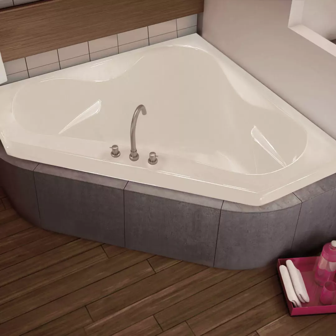 Tryst 59 x 59 Acrylic Corner Center Drain Combined Whirlpool & Aeroeffect Bathtub in White material