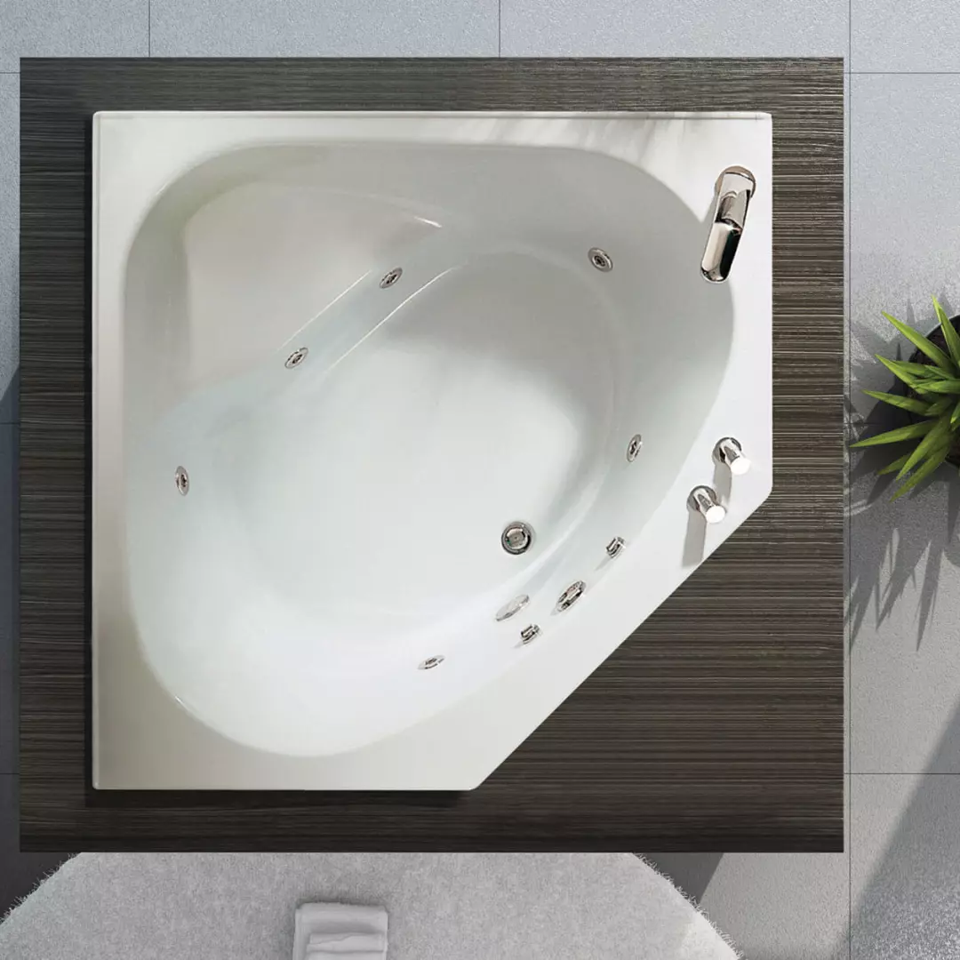 Tandem 54 x 54 Acrylic Corner Center Drain Combined Whirlpool & Aeroeffect Bathtub in White material