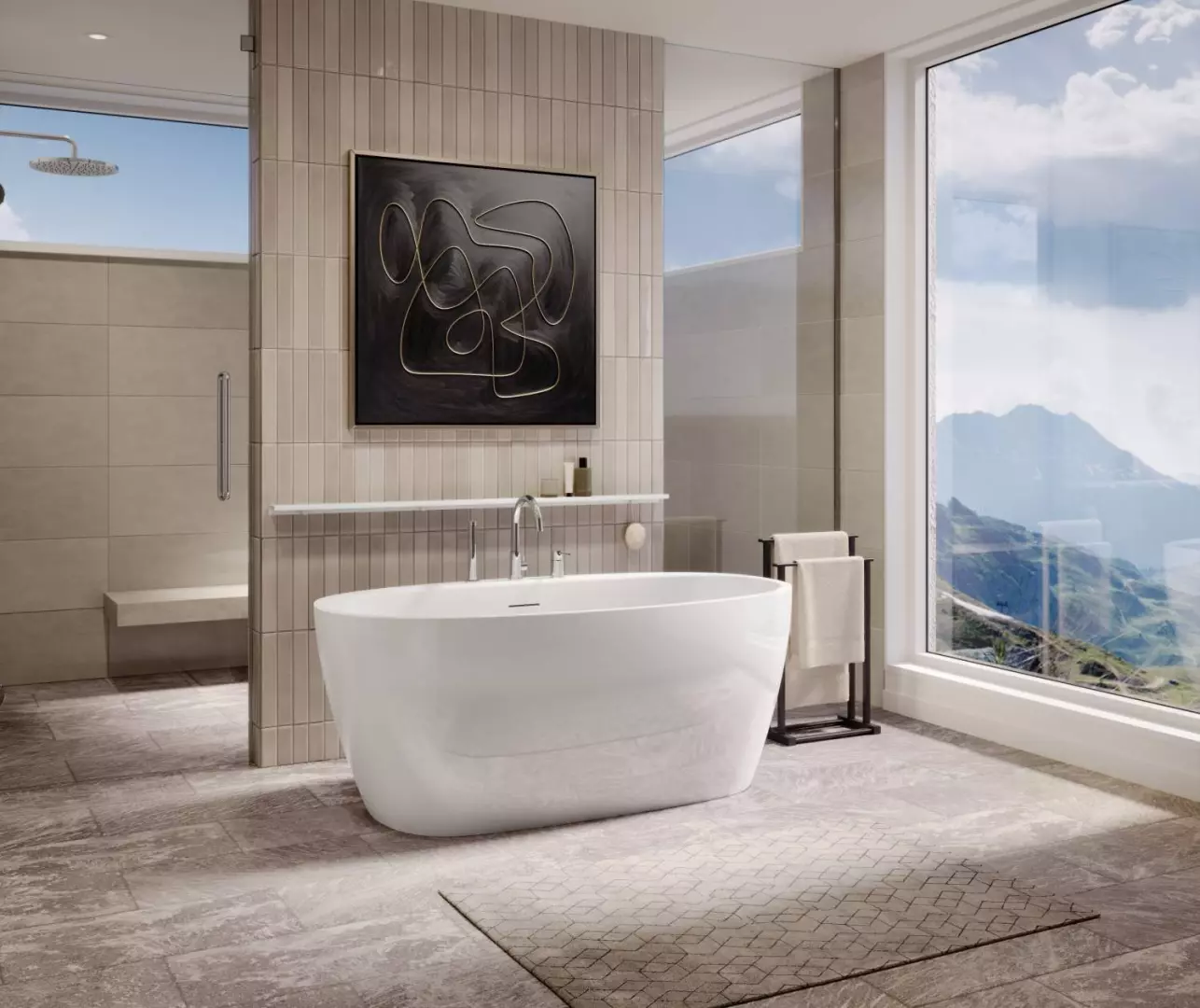 Hatto 59 x 32 Acrylic Freestanding Center Drain Bathtub in White material