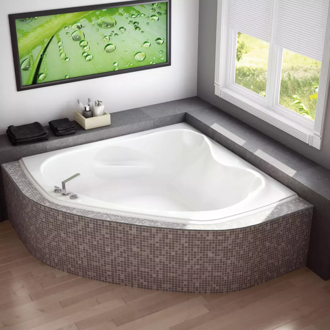 Murmur 60 x 60 Acrylic Corner Center Drain Hydrosens Bathtub in White material