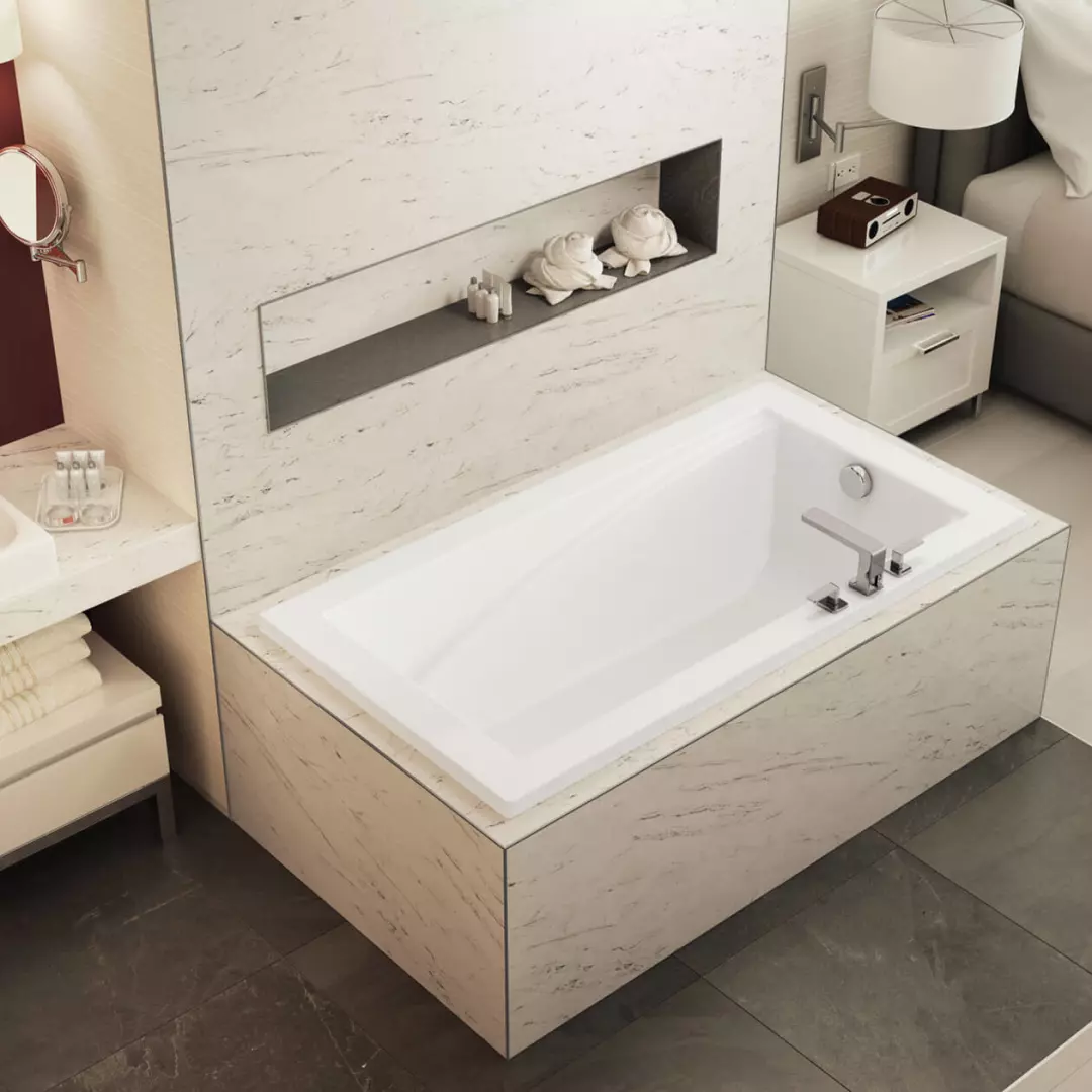 ModulR 60 x 32 (With Armrests) Acrylic Drop-in End Drain Bathtub in White material