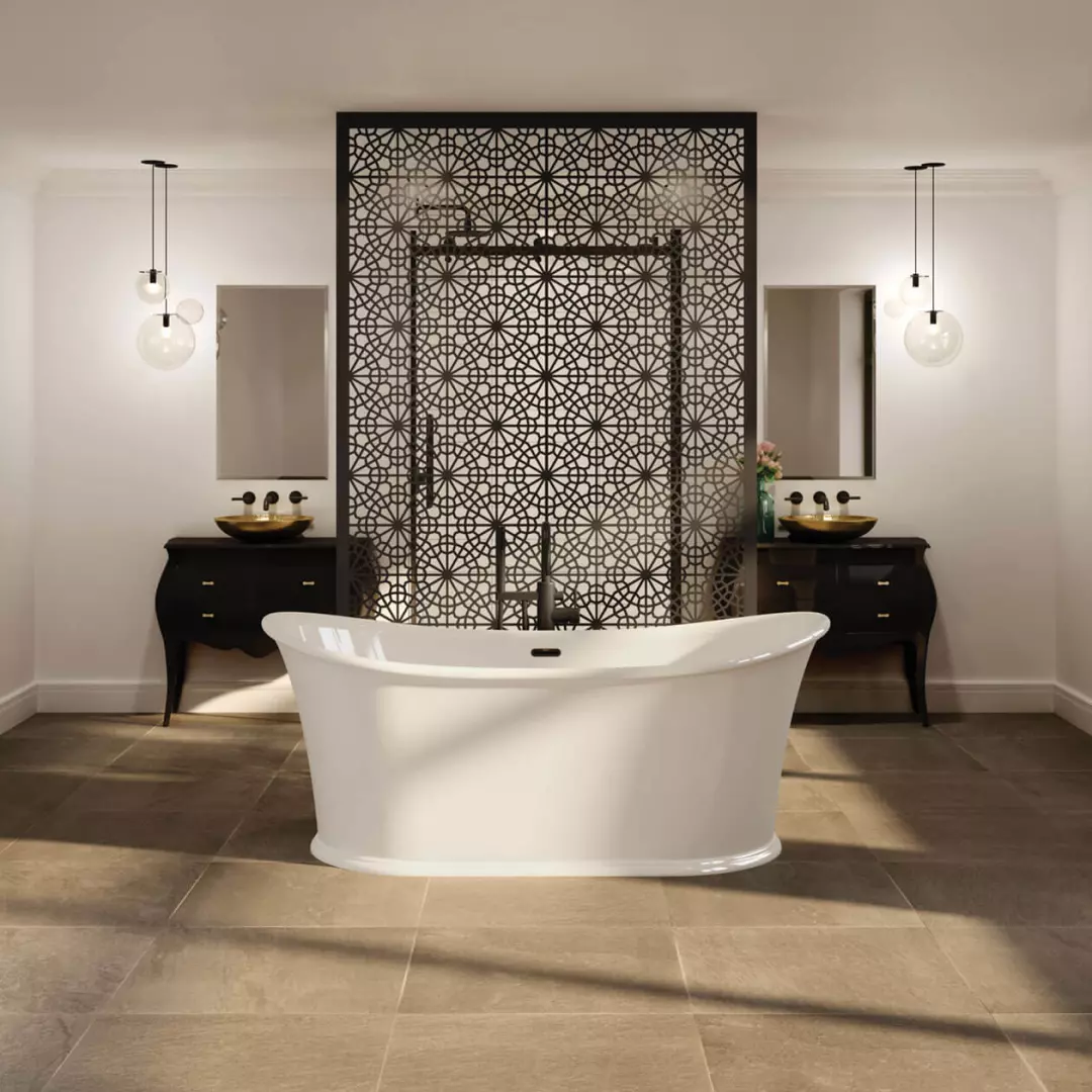 Elina 66 x 34 Acrylic Freestanding Center Drain Bathtub in White with White Skirt material