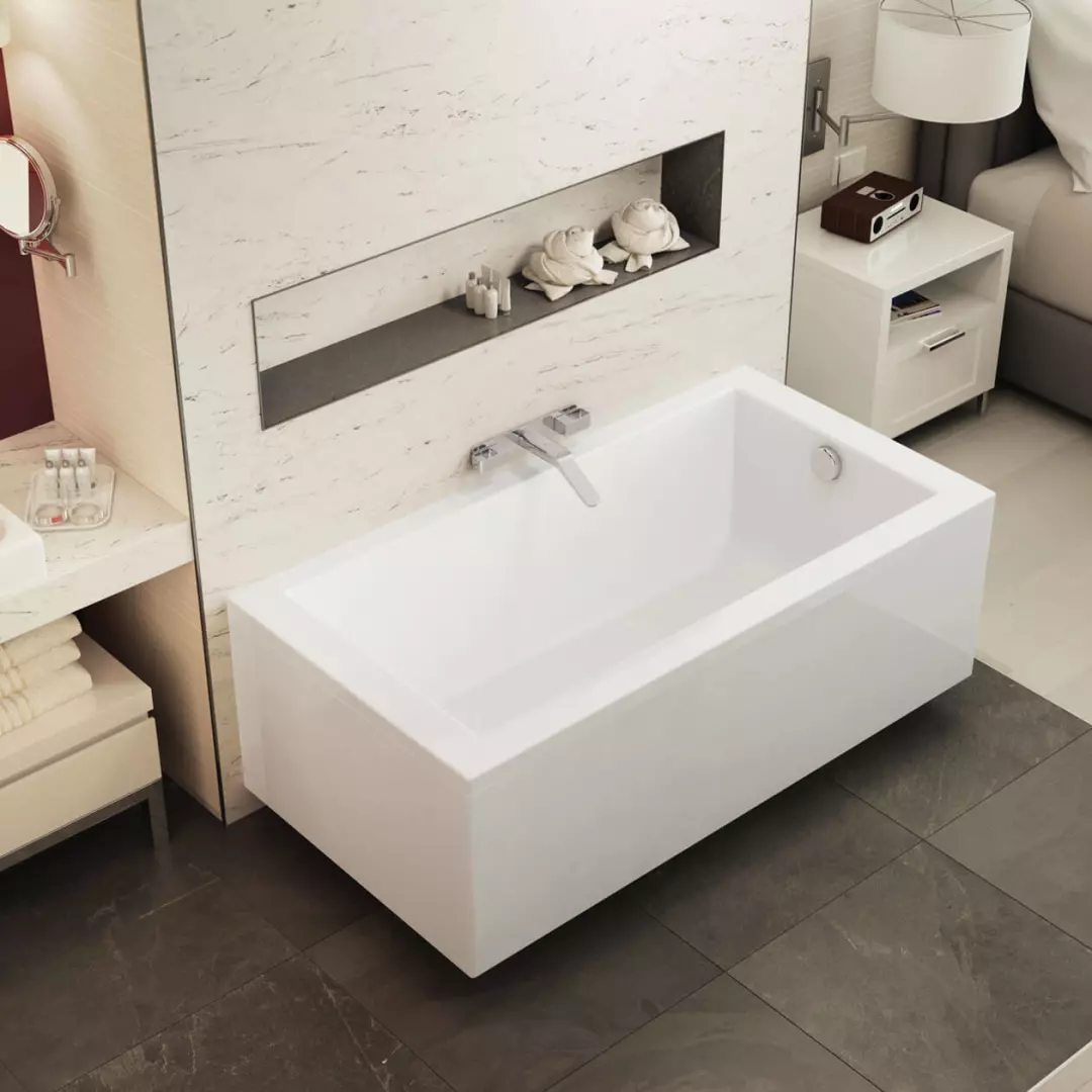 ModulR 60 x 32 (Without Armrests) Acrylic Wall Mounted Left-Hand Drain Bathtub in White material