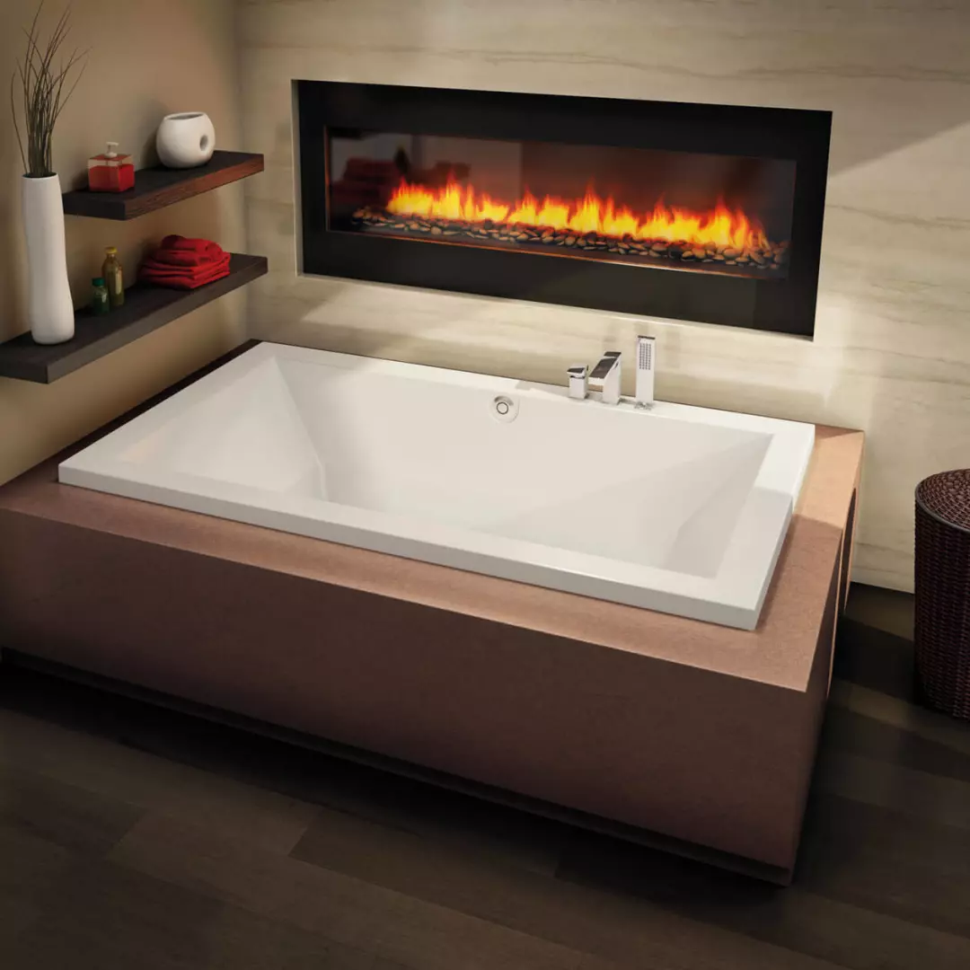 Aiiki 72 x 42 Acrylic Drop-in Center Drain Aerofeel Bathtub in White material