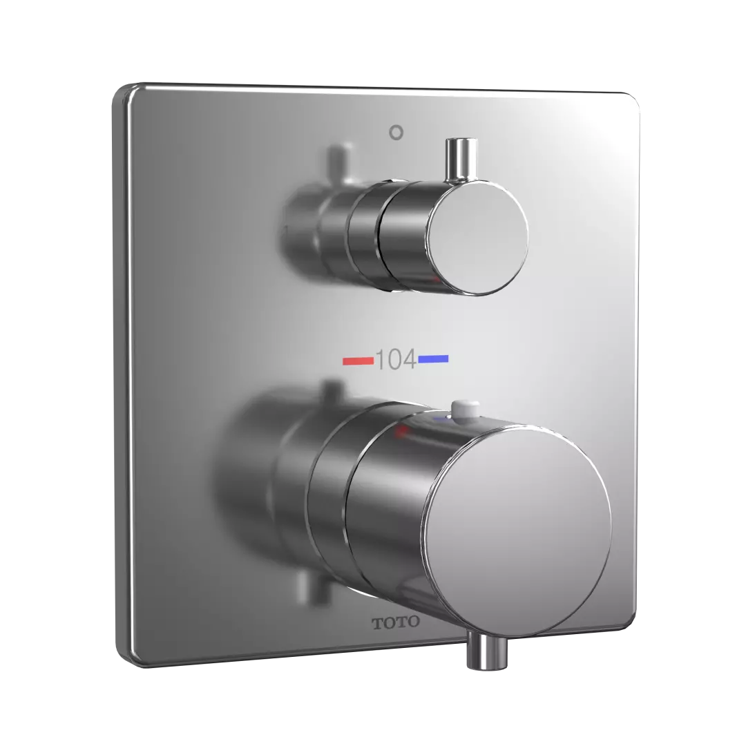 Square Thermostatic Mixing Valve with Two-Way Diverter Shower Trim, Polished Chrome - TBV02404U#CP material
