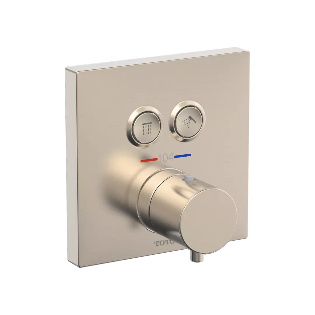 Square Thermostatic Mixing Valve with 2-Function Shower Trim, Brushed Nickel - TBV02406U#BN material