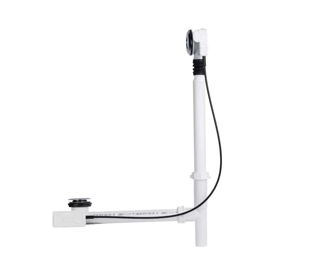 Push Button Cable-Operated Waste and Overflow with Flexible Neck, 33" Cable, Complete Kit in Chrome material
