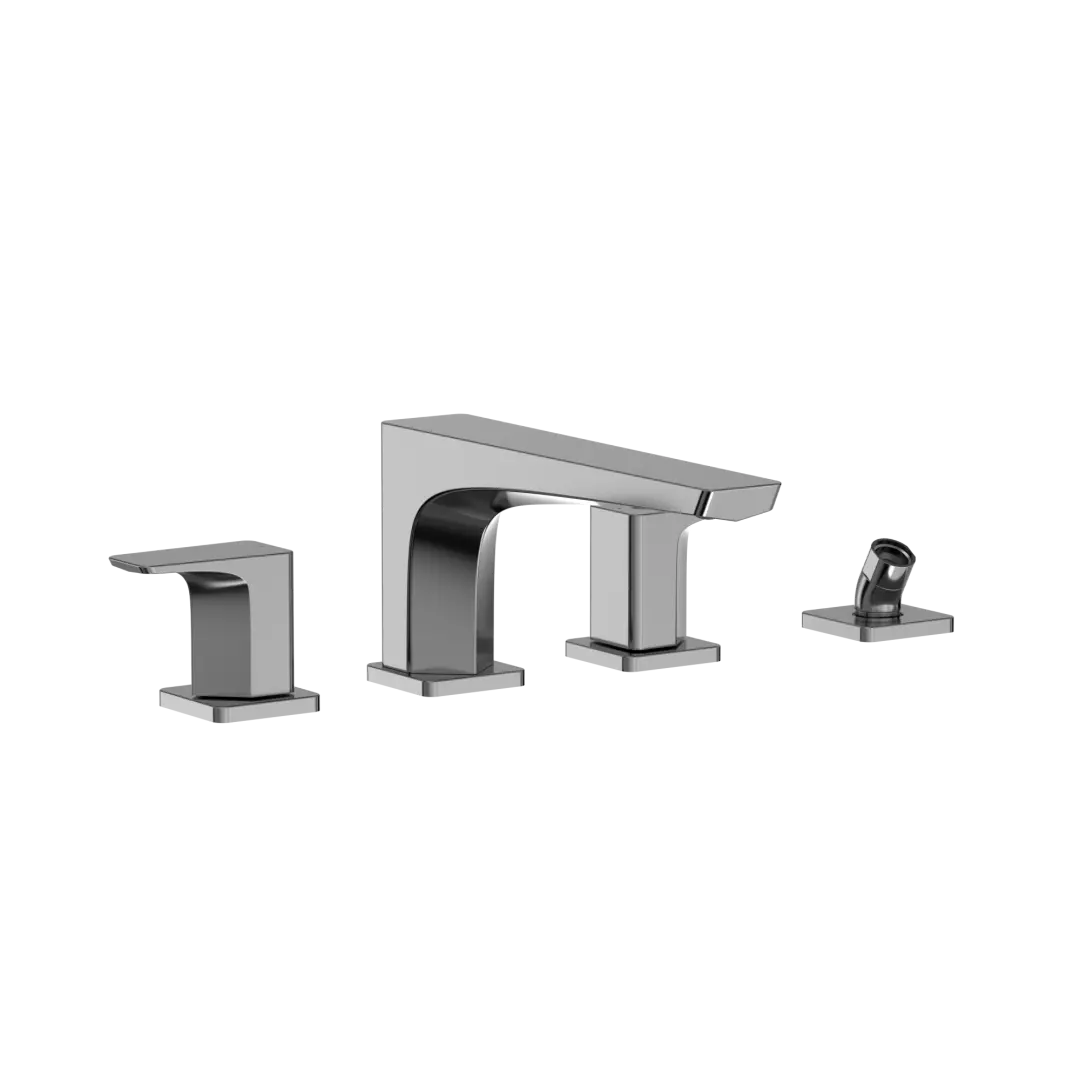 GE Two-Handle Deck-Mount Roman Tub Filler Trim with Handshower, Polished Chrome - TBG07202U#CP material