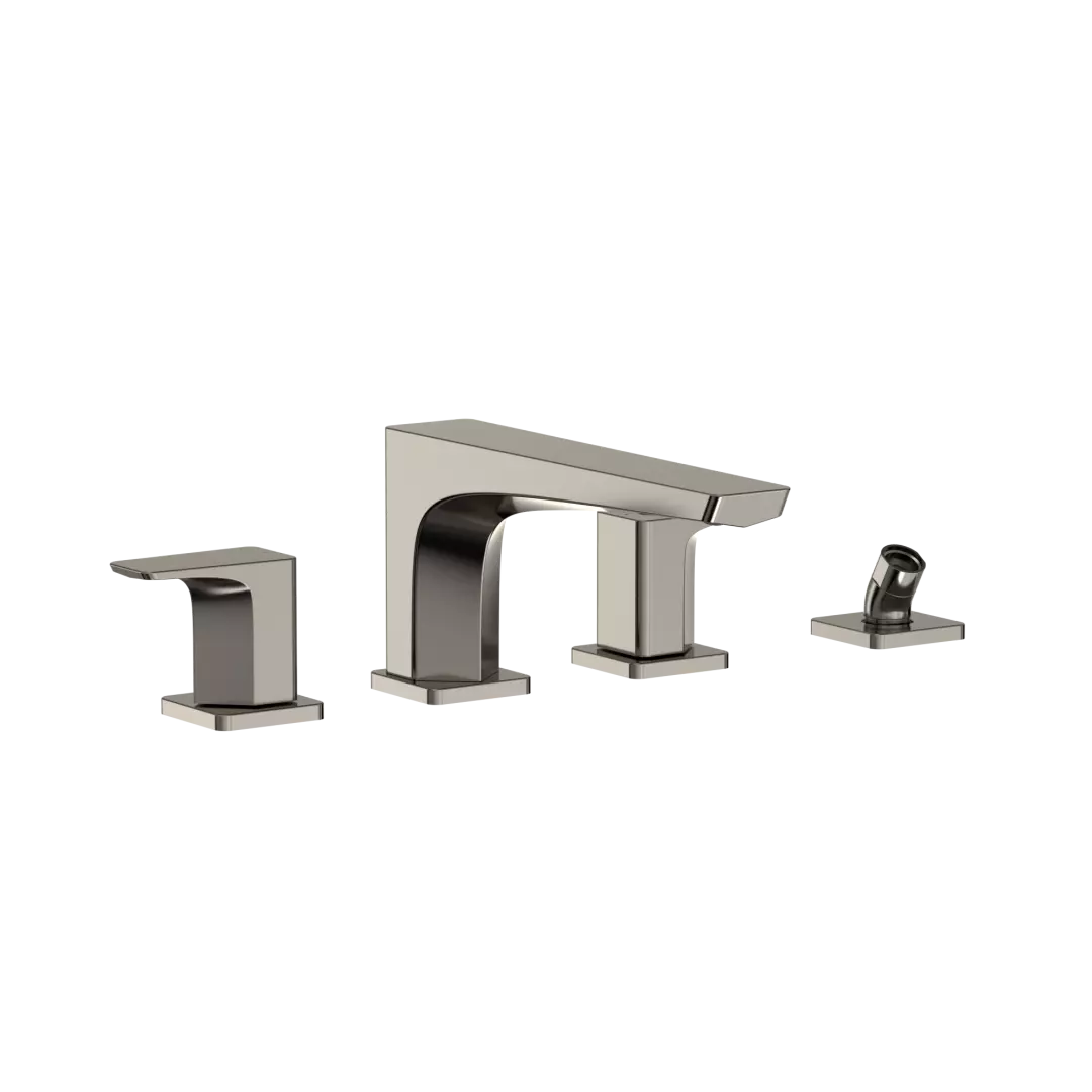 GE Two-Handle Deck-Mount Roman Tub Filler Trim with Handshower, Polished Nickel - TBG07202U#PN material