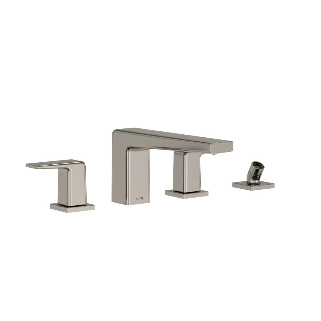 GB Two-Handle Deck-Mount Roman Tub Filler Trim with Handshower, Polished Nickel - TBG10202U#PN material