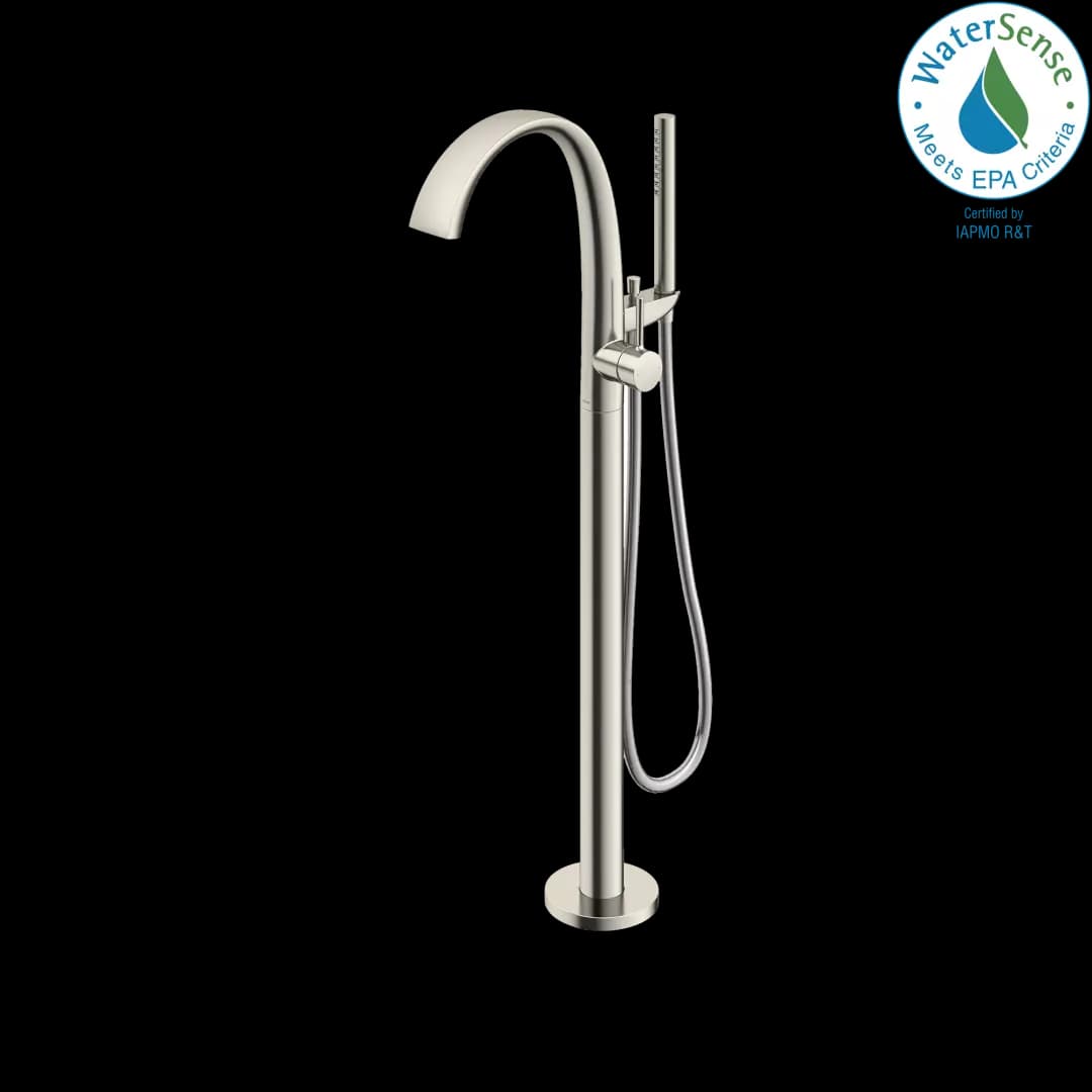 ZN Single-Handle Freestanding Tub Filler Faucet with 1.75 GPM Handshower, Brushed Nickel - TBP01301U#BN material