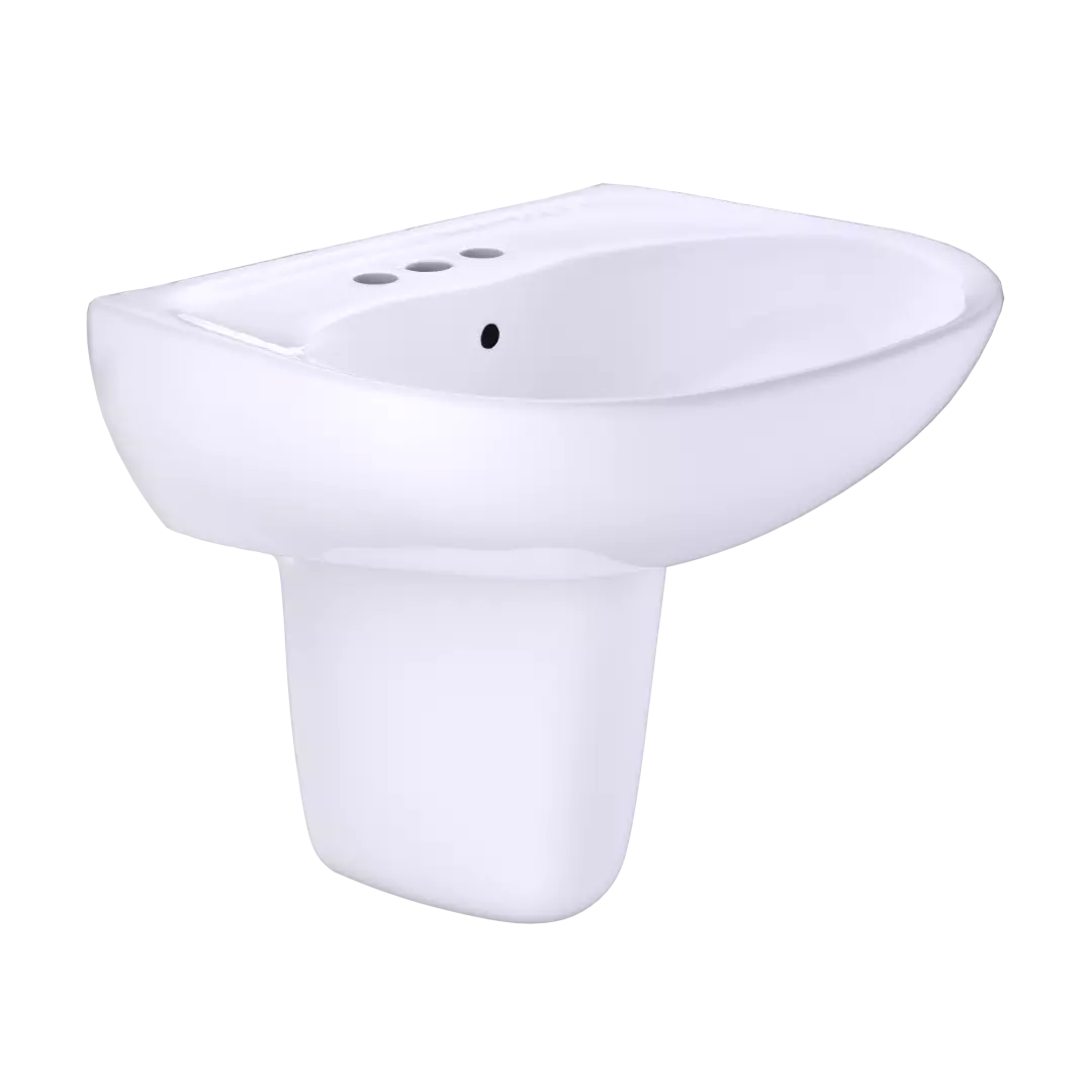 Supreme® Oval Wall-Mount Bathroom Sink with CEFIONTECT and Shroud for 4 Inch Center Faucets, Cotton White - LHT241.4G#01 material