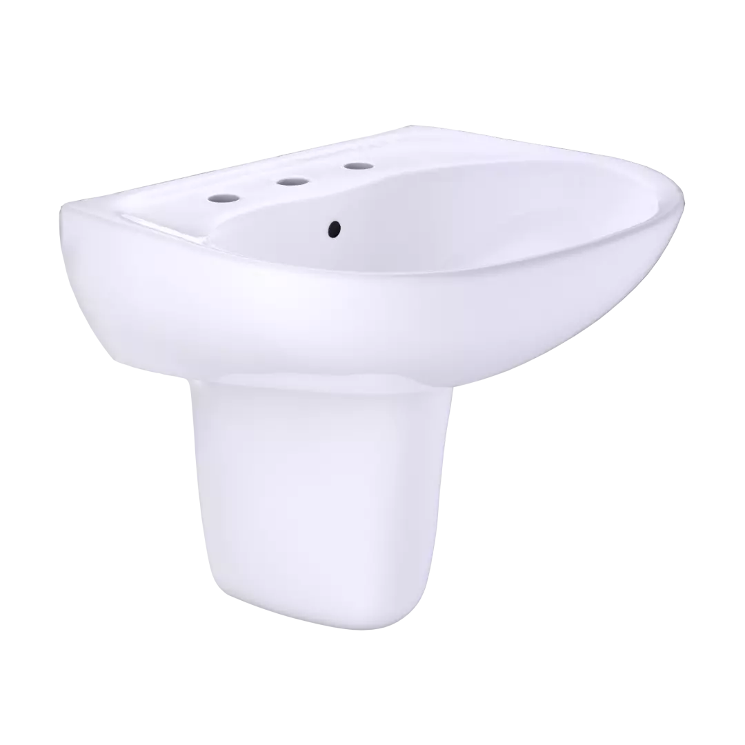 Supreme® Oval Wall-Mount Bathroom Sink with CEFIONTECT and Shroud for 8 Inch Center Faucets, Cotton White - LHT241.8G#01 material