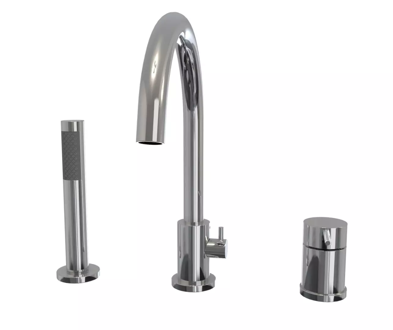 Keros Deckmounted Tub Faucet with Handshower in Chrome material
